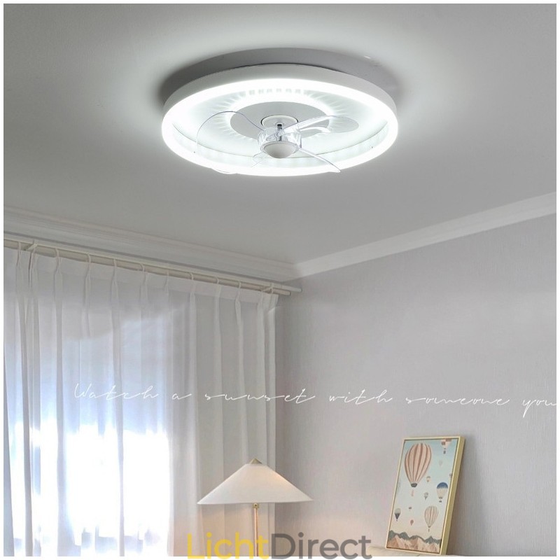 Moderne ronde ultradunne stille onzichtbare volledige spectrum oogbescherming dimbare inbouwventilatorlamp