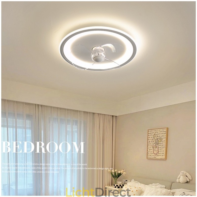 Nordic Round Ultradunne Stille Onzichtbare Dimbare Inbouwventilatorlamp Volledig spectrum Oogbescherming