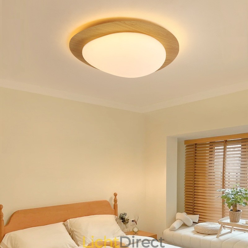 Dimbare Full Spectrum Oogbescherming Nordic Log Grain Pebble Plafondlamp
