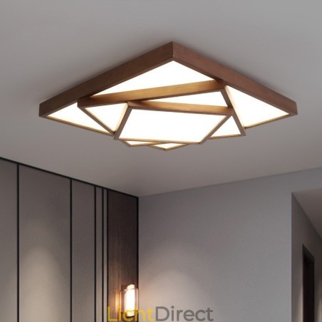 3 lagen vierkante zwarte walnoothouten moderne eigentijdse Scandinavische stijl plafondlamp van hout, kan ook als wandlamp worden gebruikt 3 lagen vierkante zwarte walnoothouten moderne eigentijdse Scandinavische stijl plafondlamp van hout, kan ook als wandlamp worden gebruikt