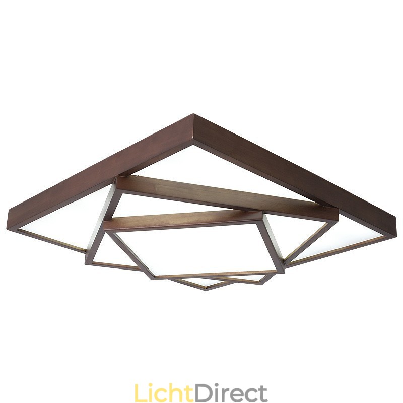 3 lagen vierkante zwarte walnoothouten moderne eigentijdse Scandinavische stijl plafondlamp van hout, kan ook als wandlamp worden gebruikt