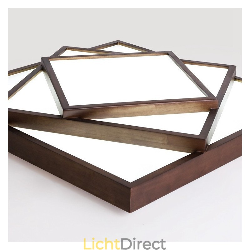 3 lagen vierkante zwarte walnoothouten moderne eigentijdse Scandinavische stijl plafondlamp van hout, kan ook als wandlamp worden gebruikt
