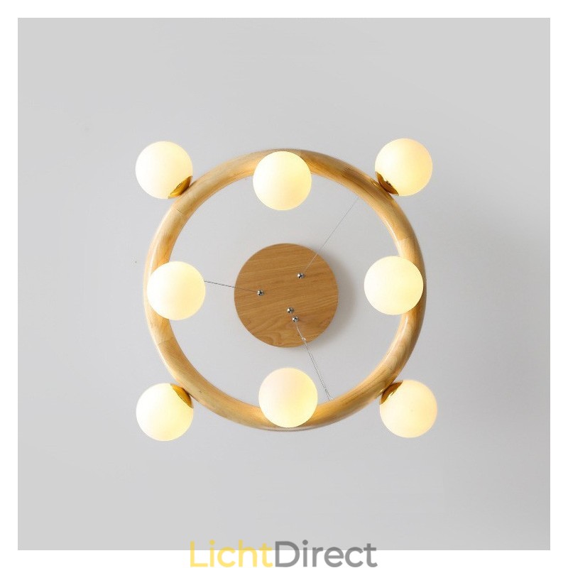 Nordic Ring Eenvoudige Moderne Houten Hangende Kroonluchter met Bonenkappen