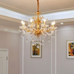 6-lichts 8-lichts luxe gouden kristallen kaarskroonluchter