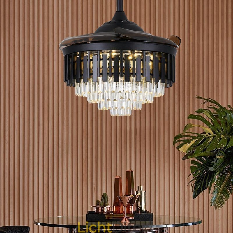 Intrekbare plafondventilatorlamp Kristallen plafondventilator