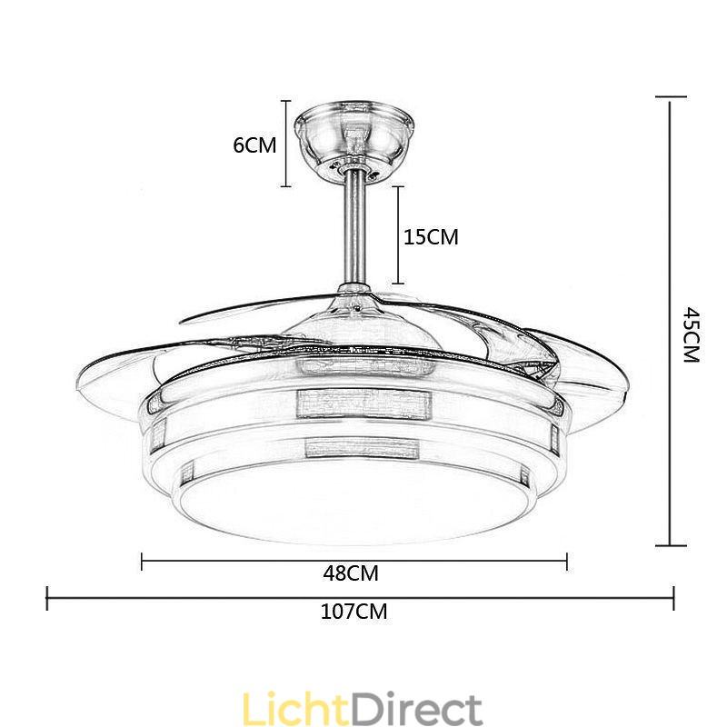 Moderne plafondventilatorlamp ABS-ventilatorblad Acrylverlichting