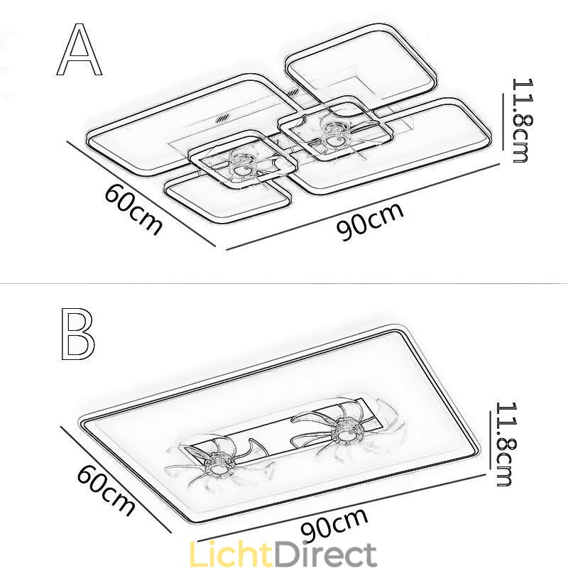 Plafondventilator met verlichting Decoratieventilator Acryllamp