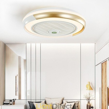 Moderne plafondventilatorlampen, ronde plafondlamp van acryl met afstandsbediening Moderne plafondventilatorlampen, ronde plafondlamp van acryl met afstandsbediening