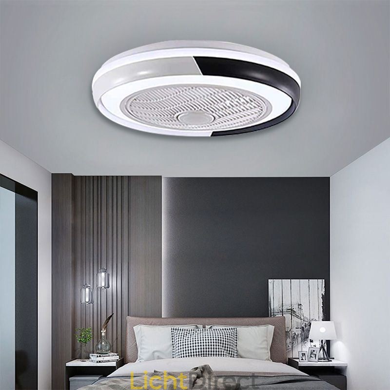 Moderne plafondventilatorlampen, ronde plafondlamp van acryl met afstandsbediening