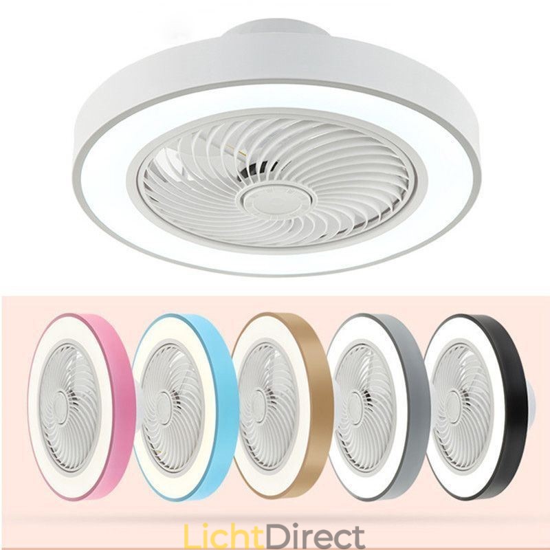 Moderne plafondventilatorlampen met afstandsbediening, ronde plafondlamp van acryl