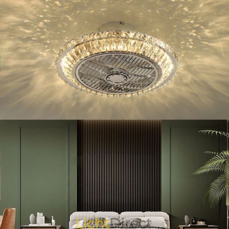 Kristallen plafondventilatorlamp goud ronde plafondlamp Kristallen plafondventilatorlamp goud ronde plafondlamp