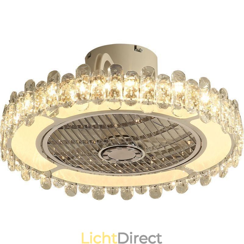 Kristallen plafondventilatorlamp goud ronde plafondlamp