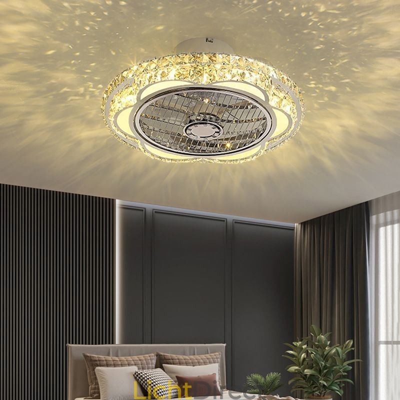 Kristallen plafondventilatorlamp goud ronde plafondlamp