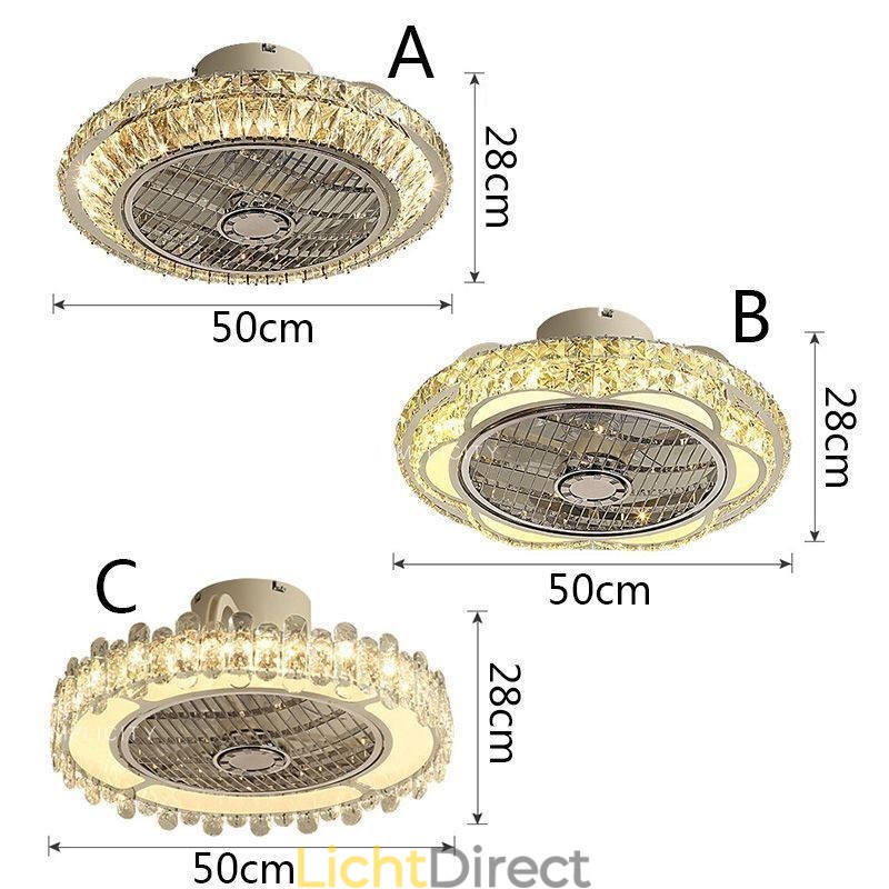 Kristallen plafondventilatorlamp goud ronde plafondlamp