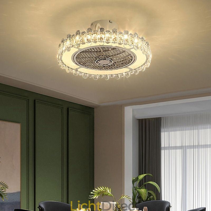 Kristallen plafondventilatorlamp goud ronde plafondlamp