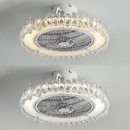 Kristallen plafondventilatorlamp goud ronde plafondlamp