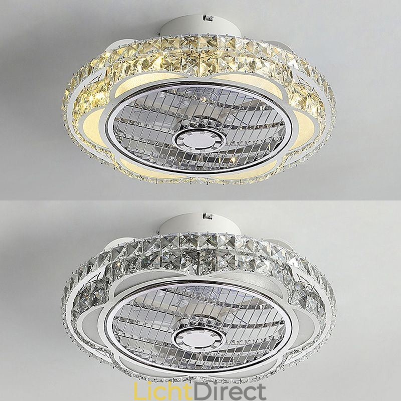 Kristallen plafondventilatorlamp goud ronde plafondlamp
