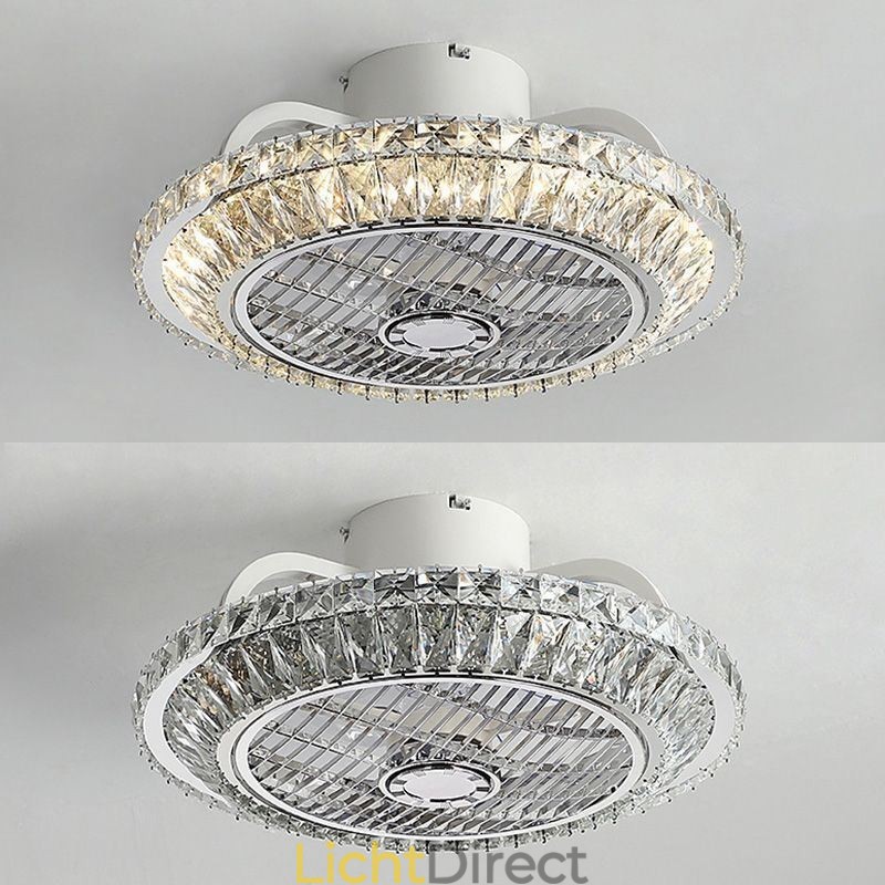 Kristallen plafondventilatorlamp goud ronde plafondlamp