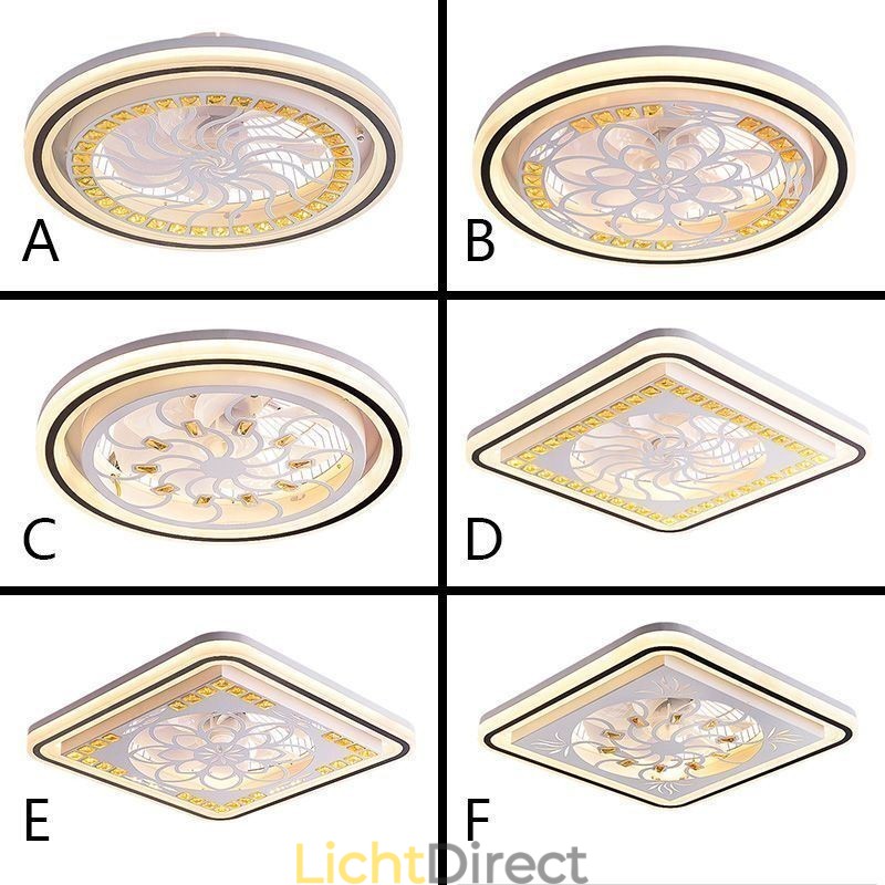 Intelligente plafondventilator met licht, traploos dimbaar decoratie