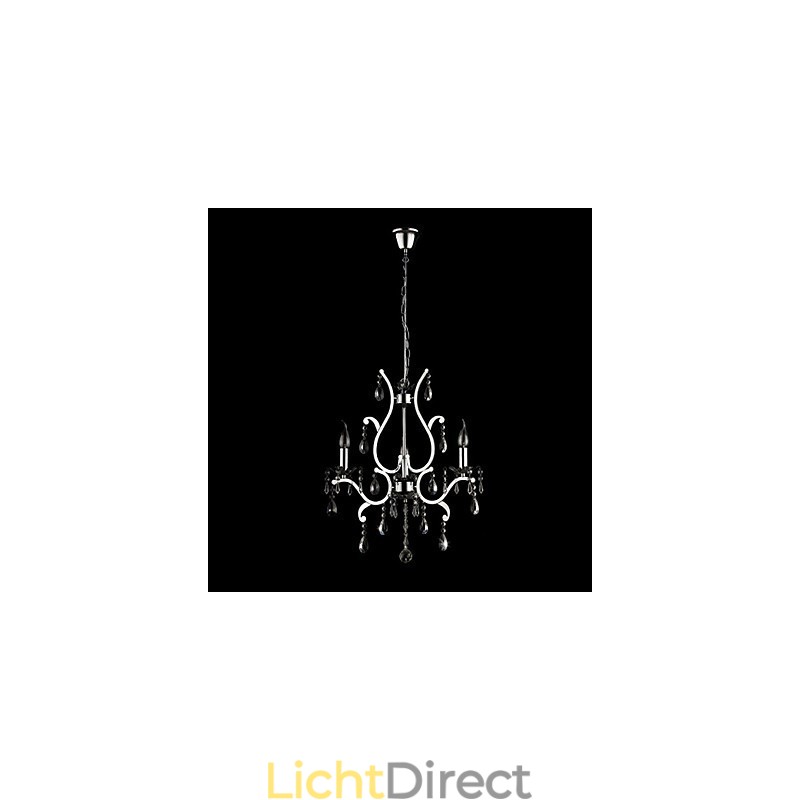 Kristallen kroonluchter met 3 lampen in metaal