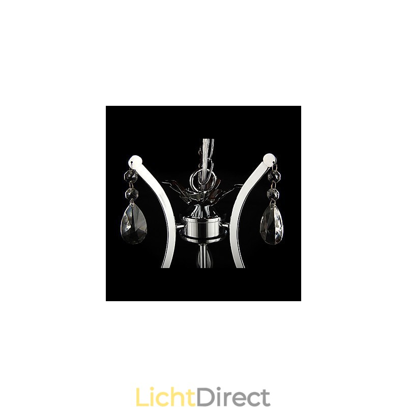 Kristallen kroonluchter met 3 lampen in metaal