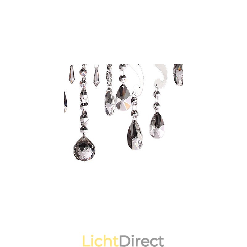 Kristallen kroonluchter met 3 lampen in metaal