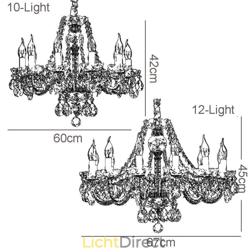 Transparante kristallen kroonluchter Europese luxe decoratieve plafondlamp