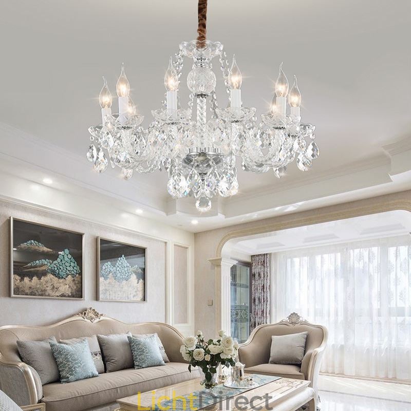 Transparante kristallen kroonluchter Europese luxe decoratieve plafondlamp