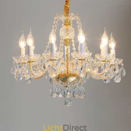 Transparante kristallen kroonluchter Europees gouden lichaam luxe decoratieve plafondlamp Transparante kristallen kroonluchter Europees gouden lichaam luxe decoratieve plafondlamp