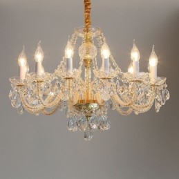 Transparante kristallen kroonluchter Europees gouden lichaam luxe decoratieve plafondlamp