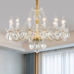 Transparante kristallen kroonluchter Europees gouden lichaam luxe decoratieve plafondlamp