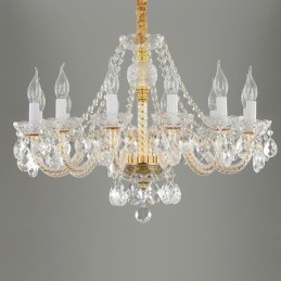 Transparante kristallen kroonluchter Europees gouden lichaam luxe decoratieve plafondlamp