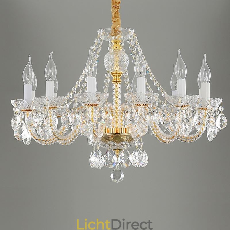 Transparante kristallen kroonluchter Europees gouden lichaam luxe decoratieve plafondlamp