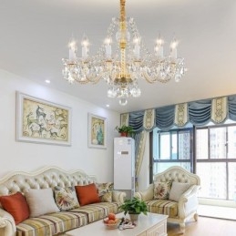 Transparante kristallen kroonluchter Europees gouden lichaam luxe decoratieve plafondlamp