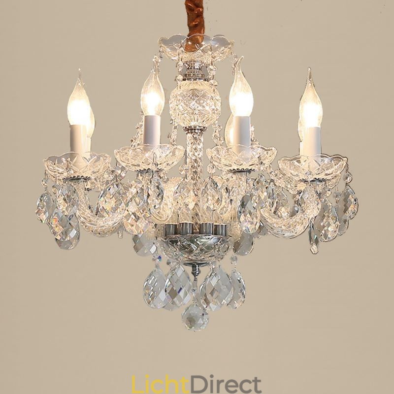 Europese heldere kristallen kroonluchter glazen lamplichaam 8 lampen