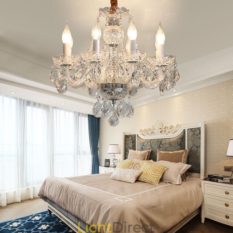 Europese heldere kristallen kroonluchter glazen lamplichaam 8 lampen