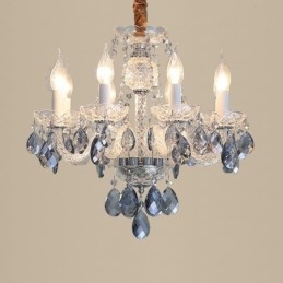 Europese blauwe kristallen kroonluchter glazen lamplichaam 8 lampen