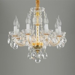 Europese heldere kristallen kroonluchter glazen lamp body 8 lampen gouden body plafondlamp
