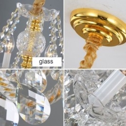 Europese heldere kristallen kroonluchter glazen lamp body 8 lampen gouden body plafondlamp