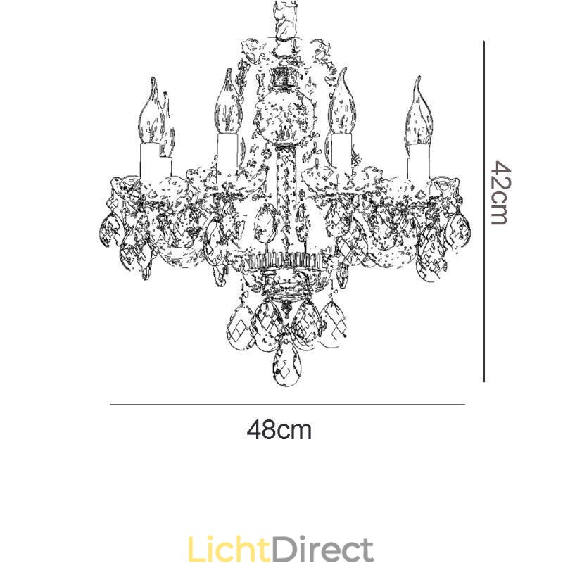 Europese heldere kristallen kroonluchter glazen lamp body 8 lampen gouden body plafondlamp