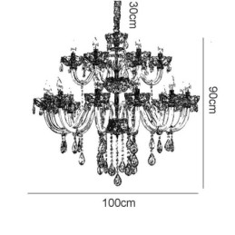 Elegante kristallen kroonluchter Europese cognackleurige plafondlamp Glazen behuizing Dubbele laag 12+6 lampen