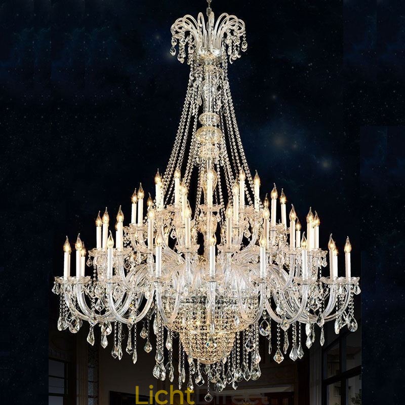 Europese Kristallen Kroonluchter Kristal Decoratie Plafondlamp Met 65 Lampen