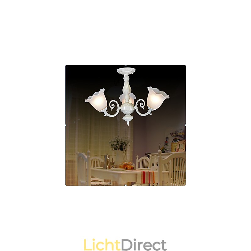 Inbouwlamp met drie lampen, wit, Europees, retro, klassiek