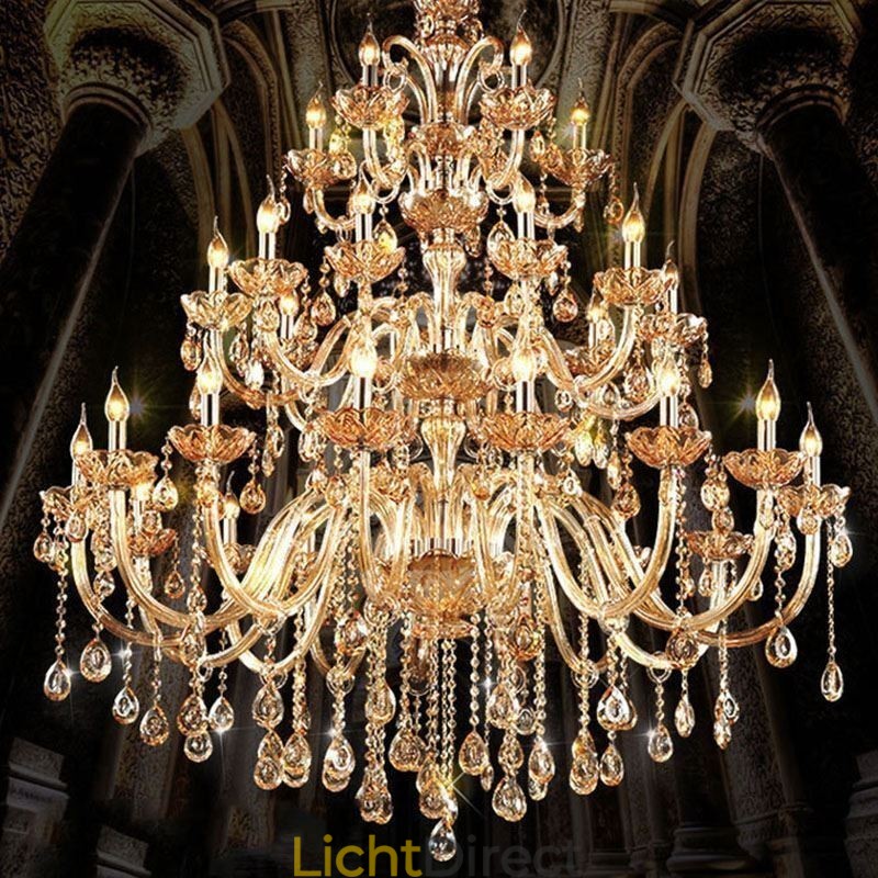 Europese Kristallen Kroonluchter Luxe Plafondlamp Met 30 Lampen