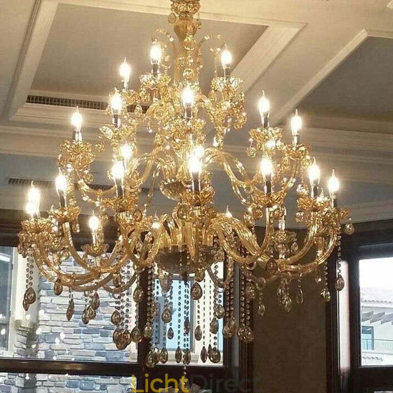 Europese Kristallen Kroonluchter Luxe Plafondlamp Met 30 Lampen