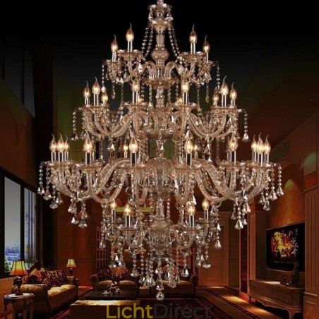 Cognac Kristallen Kroonluchter Plafondlamp Met 35 Lampen Cognac Kristallen Kroonluchter Plafondlamp Met 35 Lampen