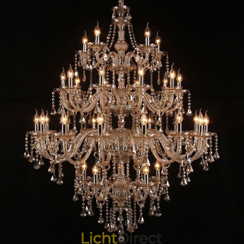 Cognac Kristallen Kroonluchter Plafondlamp Met 35 Lampen