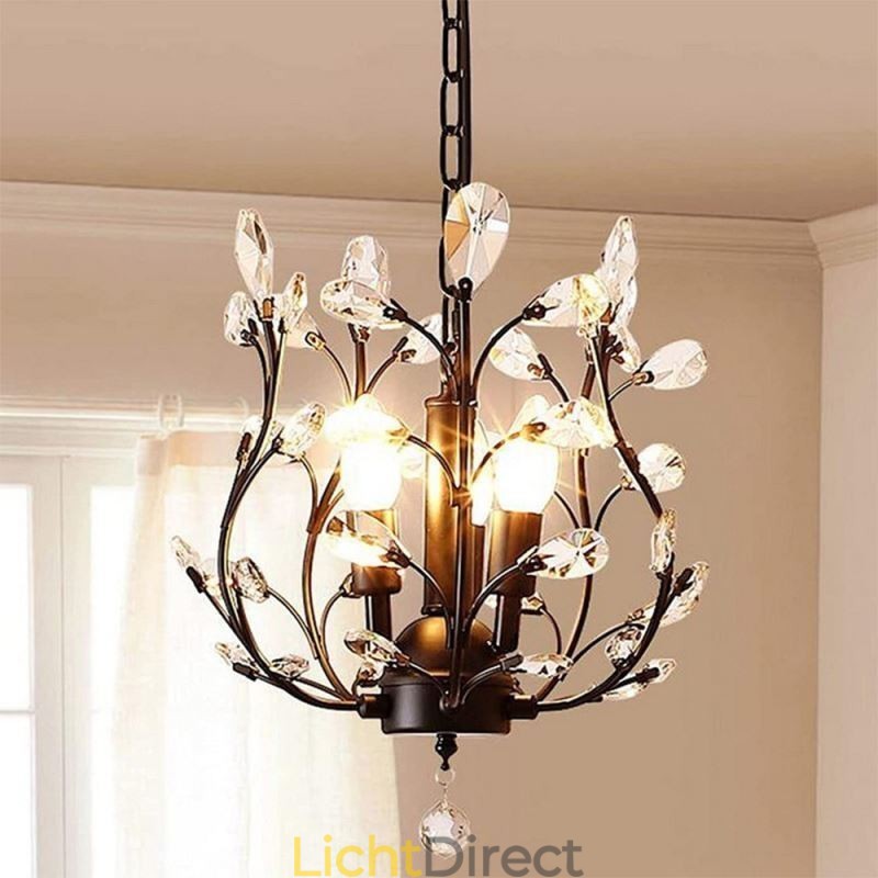Zwarte Retro Kroonluchter Kristallen Plafondlamp
