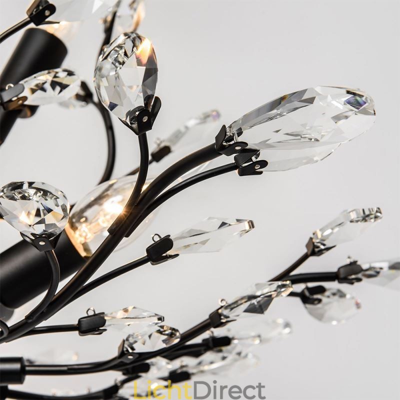 Zwarte Retro Kroonluchter Kristallen Plafondlamp