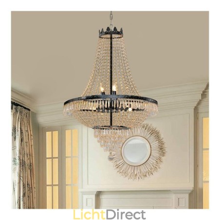 Klassieke kristallen kroonluchter zwarte Empire-stijl hanglamp 9 lampen Klassieke kristallen kroonluchter zwarte Empire-stijl hanglamp 9 lampen